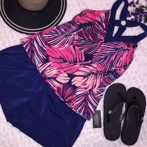 Jantzen Cross Back Tankini Short Swimsuit Set